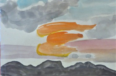 Pintura intitulada "les nuages 1" por Giulia Archer, Obras de arte originais, Aquarela