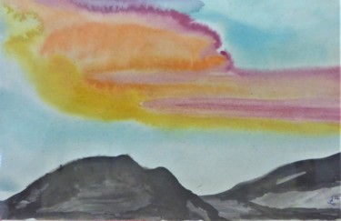 Peinture intitulée "nuages 2" par Giulia Archer, Œuvre d'art originale, Aquarelle