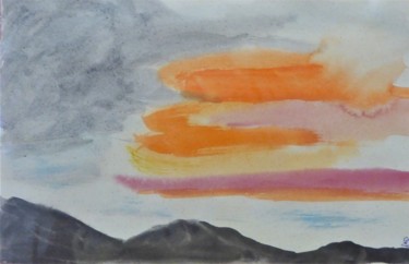 Ζωγραφική με τίτλο "nuages 4" από Giulia Archer, Αυθεντικά έργα τέχνης, Ακουαρέλα