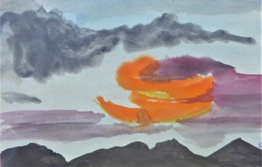 Painting titled "nuages 5" by Giulia Archer, Original Artwork, Watercolor