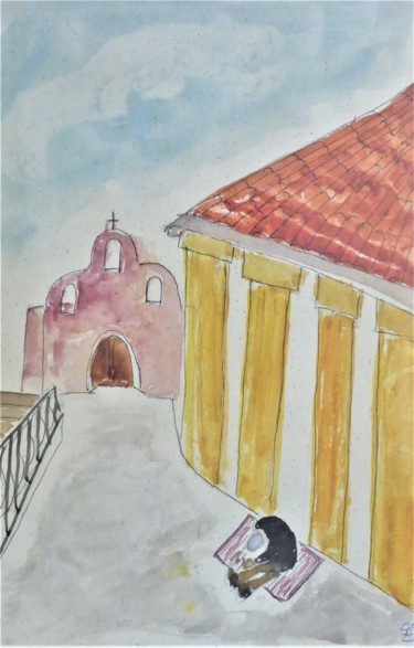 Painting titled "le mendiant de Syra…" by Giulia Archer, Original Artwork, Watercolor