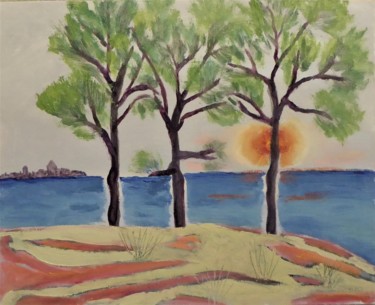 Peinture intitulée "pins à la plage 2" par Giulia Archer, Œuvre d'art originale, Huile