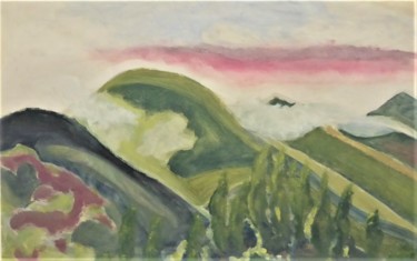 Malerei mit dem Titel "les collines de la…" von Giulia Archer, Original-Kunstwerk, Öl Auf Andere starre Platte montiert