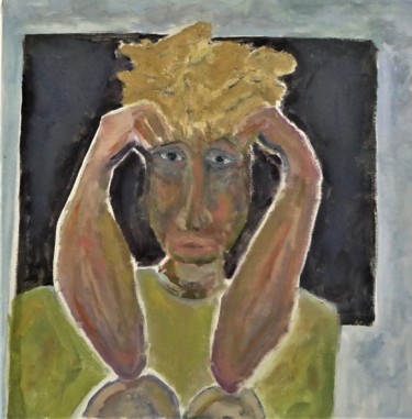 Painting titled "autoportrait devant…" by Giulia Archer, Original Artwork, Oil