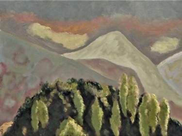 Painting titled "les collines de la…" by Giulia Archer, Original Artwork, Oil Mounted on Other rigid panel