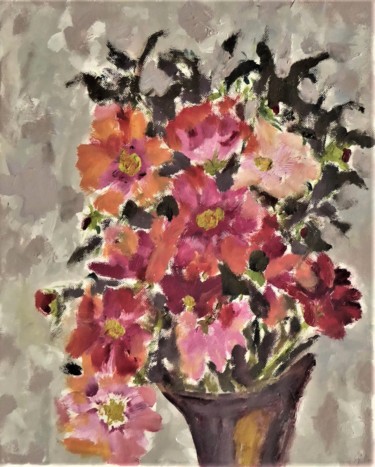 Malerei mit dem Titel "bouquet d'asters" von Giulia Archer, Original-Kunstwerk, Öl