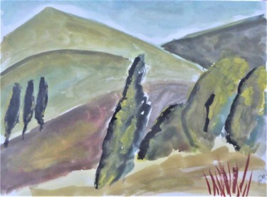 제목이 "arbres sur la colli…"인 미술작품 Giulia Archer로, 원작, 수채화