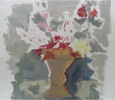 Картина под названием "heuchera et roses t…" - Giulia Archer, Подлинное произведение искусства, Масло
