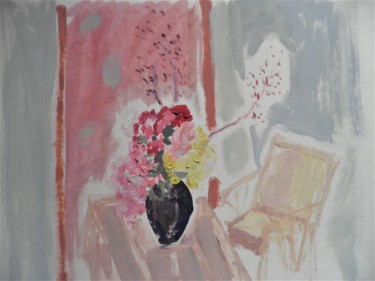 Peinture intitulée "bouquet e fauteuil…" par Giulia Archer, Œuvre d'art originale, Huile