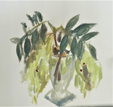 Painting titled "bouquet aux feuille…" by Giulia Archer, Original Artwork, Oil