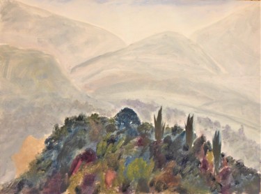 Peinture intitulée "la colline en face 3" par Giulia Archer, Œuvre d'art originale, Huile