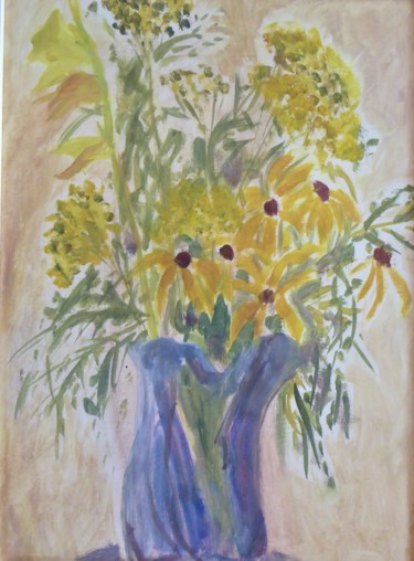 Pintura intitulada "bouquet tanaisies e…" por Giulia Archer, Obras de arte originais, Óleo Montado em Outro painel rígido