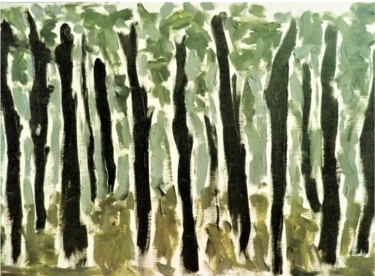 Malerei mit dem Titel "dans les bois" von Giulia Archer, Original-Kunstwerk, Öl Auf Andere starre Platte montiert