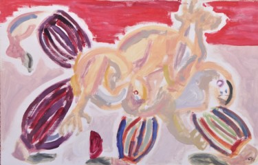 Картина под названием "la lutte" - Giulia Archer, Подлинное произведение искусства, Масло Установлен на Другая жесткая панель