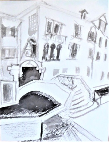 Malerei mit dem Titel "Venezia, un ponte" von Giulia Archer, Original-Kunstwerk, Aquarell