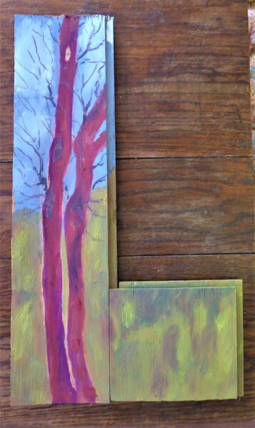 Painting titled "arbres imaginaires 5" by Giulia Archer, Original Artwork, Oil