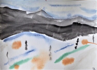 Painting titled "hiver 2" by Giulia Archer, Original Artwork, Watercolor
