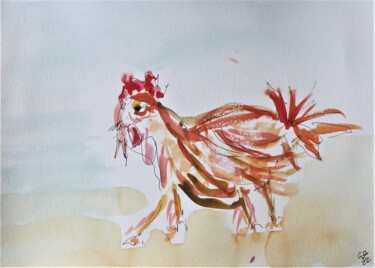 Painting titled "ma poule" by Giulia Archer, Original Artwork, Ink