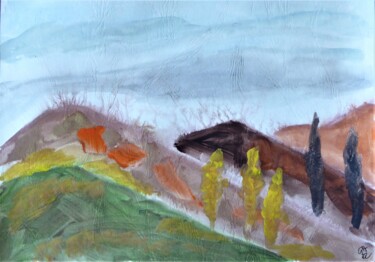 Peinture intitulée "les collines de la…" par Giulia Archer, Œuvre d'art originale, Aquarelle