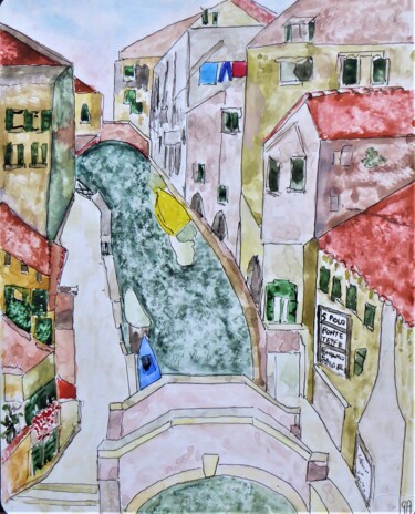 Painting titled "Venezia, ponte dell…" by Giulia Archer, Original Artwork, Watercolor
