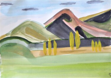 Painting titled "les collines de la…" by Giulia Archer, Original Artwork, Watercolor