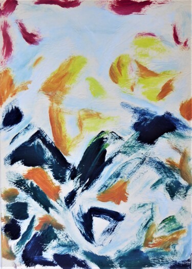 Peinture intitulée "colline à l'aube" par Giulia Archer, Œuvre d'art originale, Huile