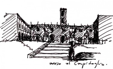 Dibujo titulada ""Campidoglio"" por José María Rubio Anaya, Obra de arte original