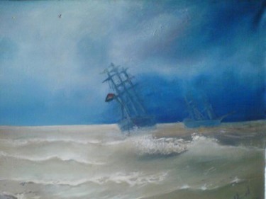 Peinture intitulée "la mer en vague" par Archiartiste, Œuvre d'art originale