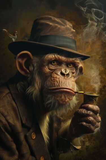 Digital Arts titled "Smoking monkey - Li…" by Archimede Art, Original Artwork, Digital Print