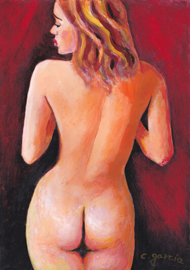 Картина под названием "Nu féminin de dos" - Claude Garcia, Подлинное произведение искусства, Акрил