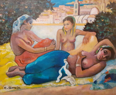 Painting titled "Nus orientaux" by Claude Garcia, Original Artwork, Acrylic