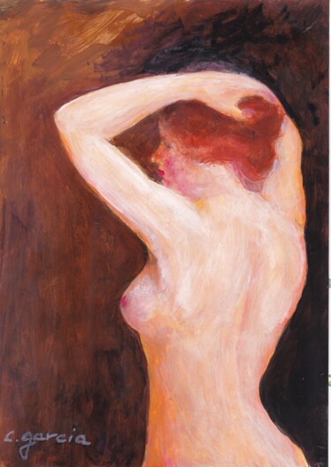 Peinture intitulée "Nu féminin de côté" par Claude Garcia, Œuvre d'art originale, Acrylique