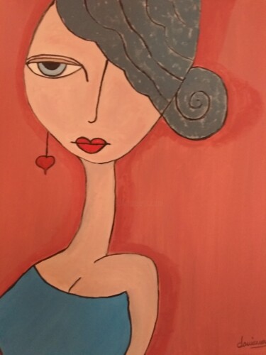Painting titled "mujer-de-azul.jpg" by Domenech, Original Artwork, Acrylic
