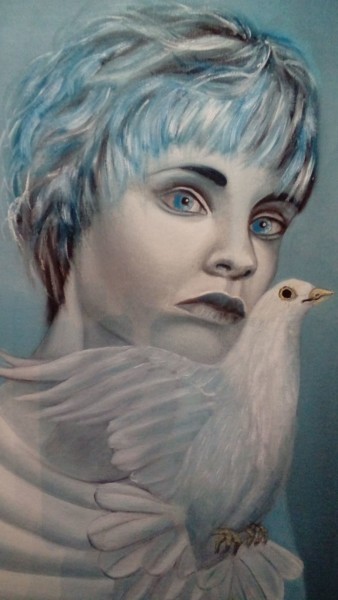 Peinture intitulée "Blue bird" par Alix, Œuvre d'art originale, Huile