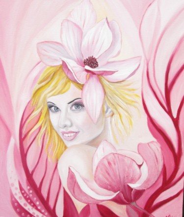 Peinture intitulée "For ever, Magnolia.…" par Alix, Œuvre d'art originale, Huile