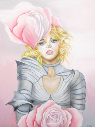 Peinture intitulée "La rose et l'armure" par Alix, Œuvre d'art originale, Huile