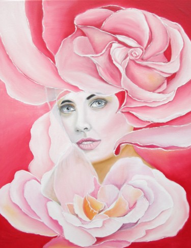 Peinture intitulée "Murmures de rose" par Alix, Œuvre d'art originale, Huile