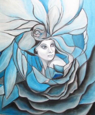 Peinture intitulée "Blue mystery 2" par Alix, Œuvre d'art originale, Huile