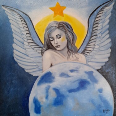 Painting titled "Angel for the planet" by Alix, Original Artwork, Oil