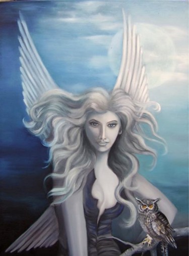 Peinture intitulée "La fée Obscure" par Alix, Œuvre d'art originale, Huile