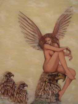 Painting titled "Les aigles" by Alix, Original Artwork, Oil