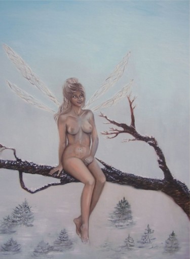 Peinture intitulée "La dame de l'hiver" par Alix, Œuvre d'art originale, Huile