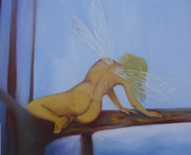 Peinture intitulée "La libellule" par Alix, Œuvre d'art originale, Huile