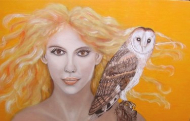 Peinture intitulée "Dame blanche" par Alix, Œuvre d'art originale, Huile