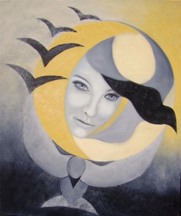 Peinture intitulée "Rêve de lune" par Alix, Œuvre d'art originale, Huile