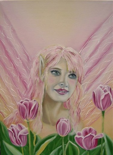 Peinture intitulée "La fée du printemps" par Alix, Œuvre d'art originale, Huile
