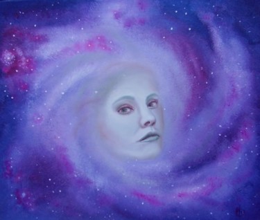 Peinture intitulée "Galaxie spirale" par Alix, Œuvre d'art originale, Huile