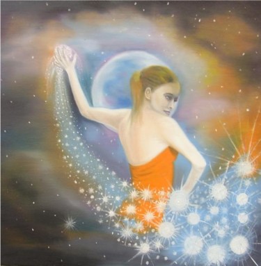 Peinture intitulée "Danse avec l'univers" par Alix, Œuvre d'art originale, Huile
