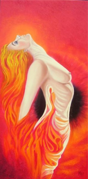 Painting titled "Flamboyante" by Alix, Original Artwork, Oil