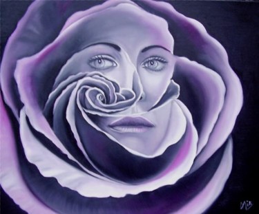 Peinture intitulée "Black rose" par Alix, Œuvre d'art originale, Huile